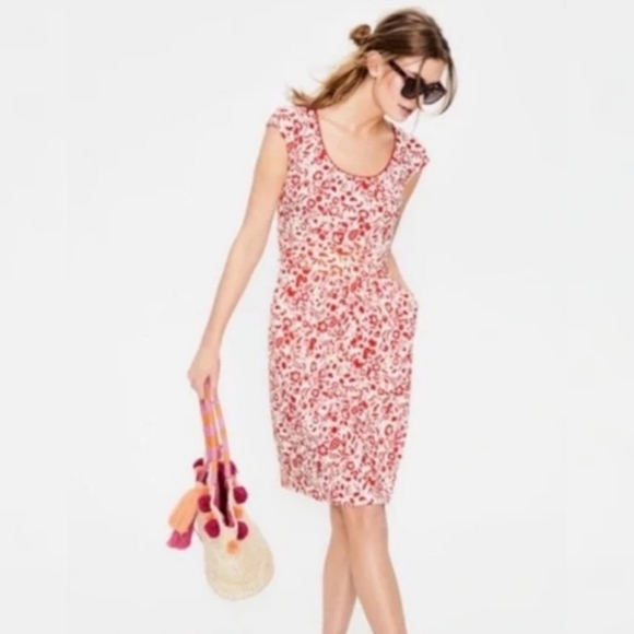 Boden Dresses & Skirts - Boden Floral Dress Orange & Cream Womens 10